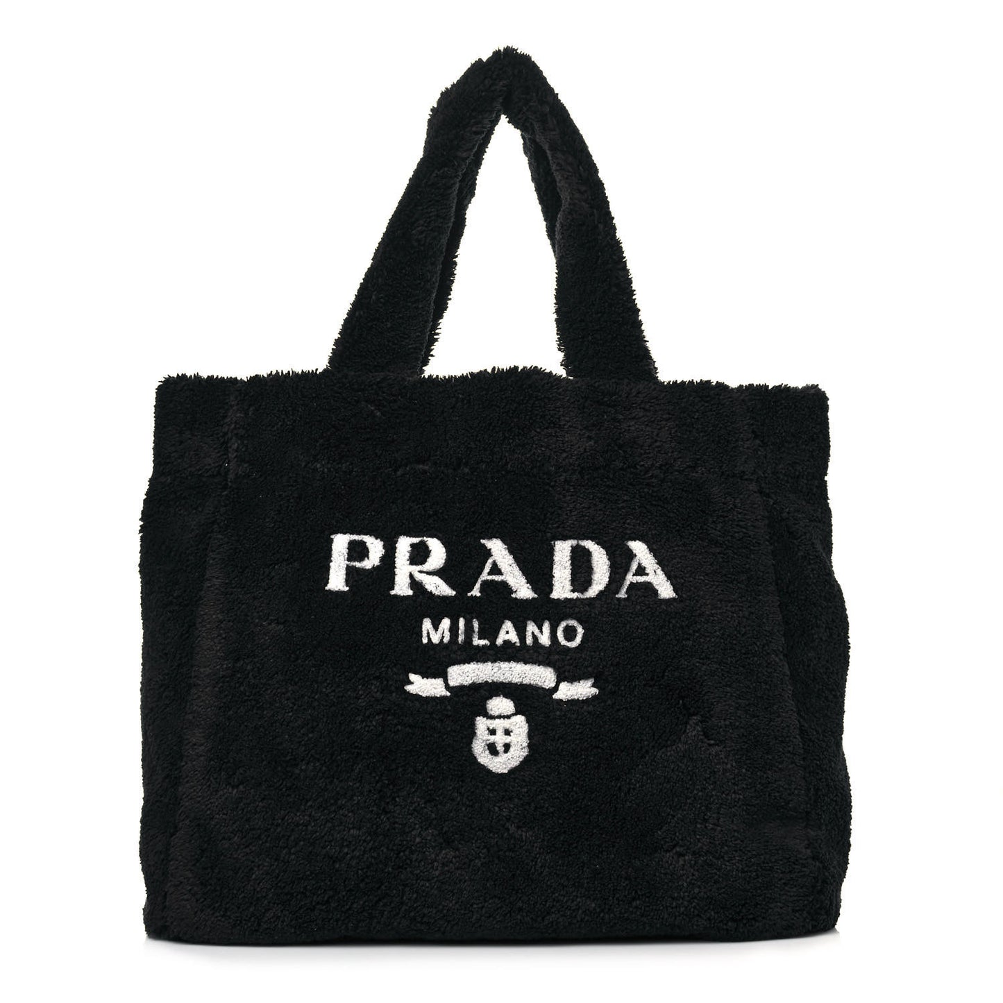 Terry Cloth Tote Bag Black White