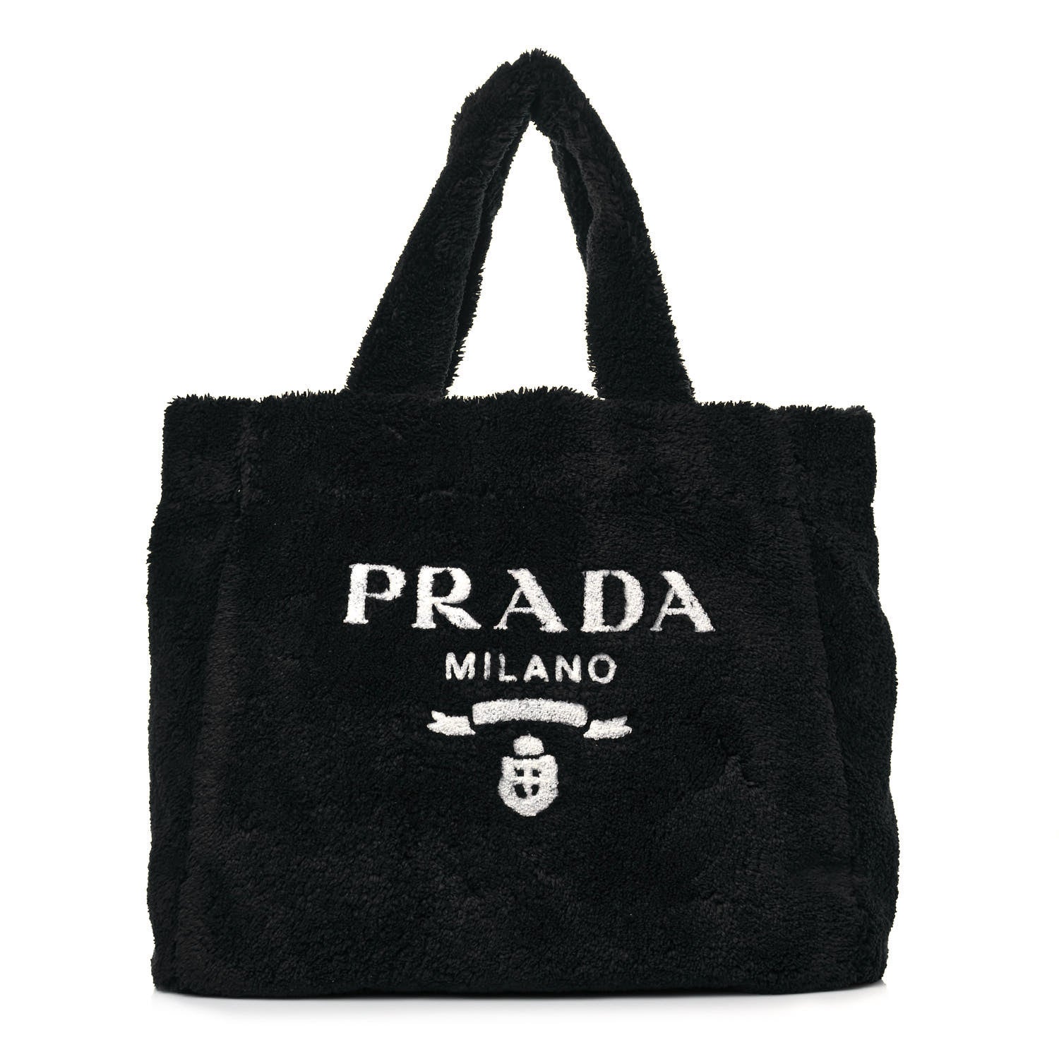 Prada Terry Cloth Tote Bag Black White 1 of 12