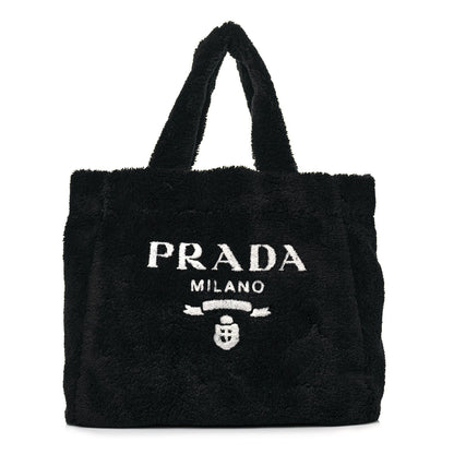 Prada Terry Cloth Tote Bag Black White 1 of 12