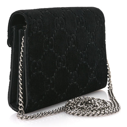 Gucci Velvet GG Monogram Mini Dionysus Chain Wallet Black Diamond 3 of 12