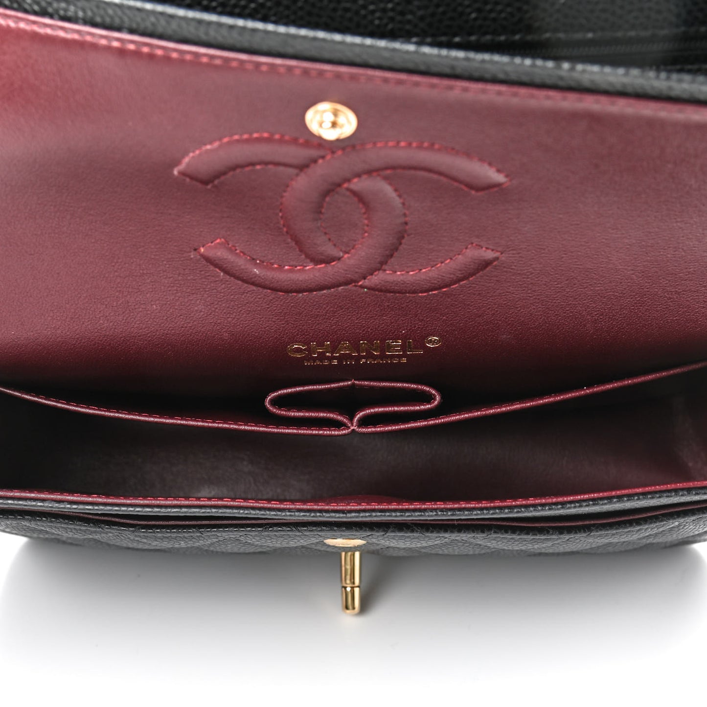 Caviar Quilted Medium Double Flap Black