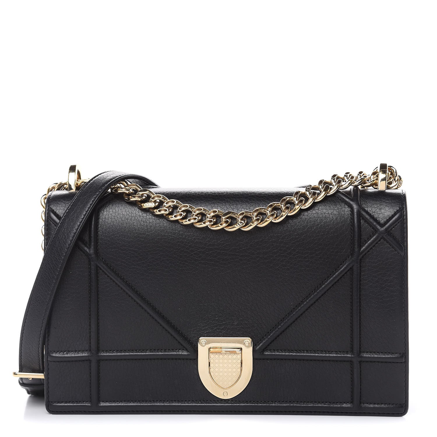 Christian Dior Grained Calfskin Medium Diorama Flap Bag Black 1 of 12