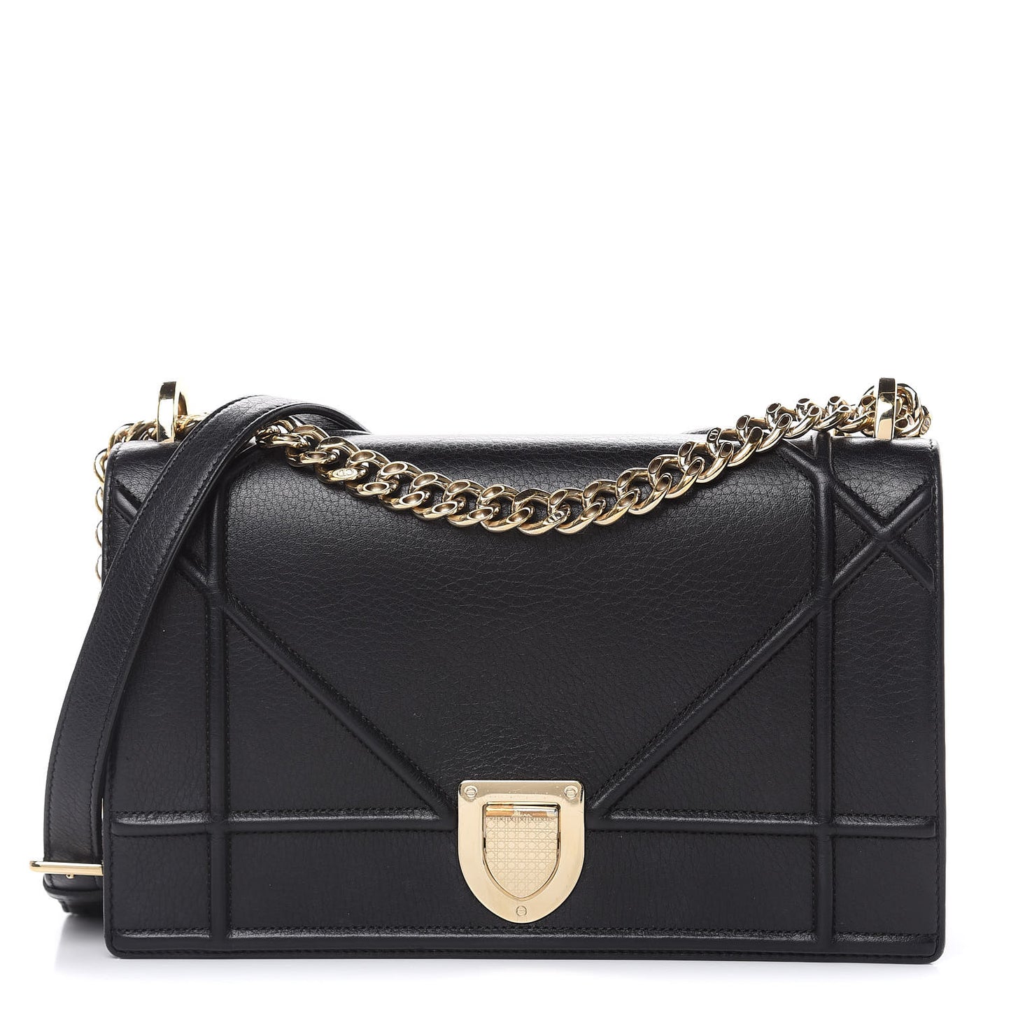 Grained Calfskin Medium Diorama Flap Bag Black