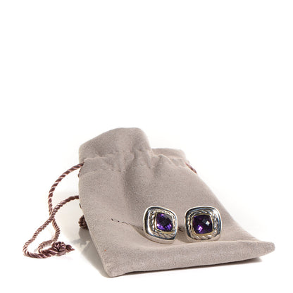David Yurman Sterling Silver 18K Gold Amethyst 7mm Albion Earrings 5 of 5