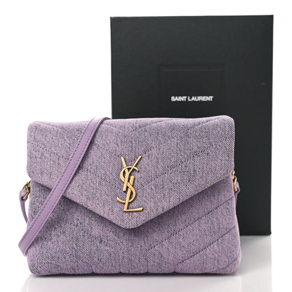 Saint Laurent Denim Y Quilted Monogram Toy Loulou Crossbody Bag Bleached Lilac 12 of 12