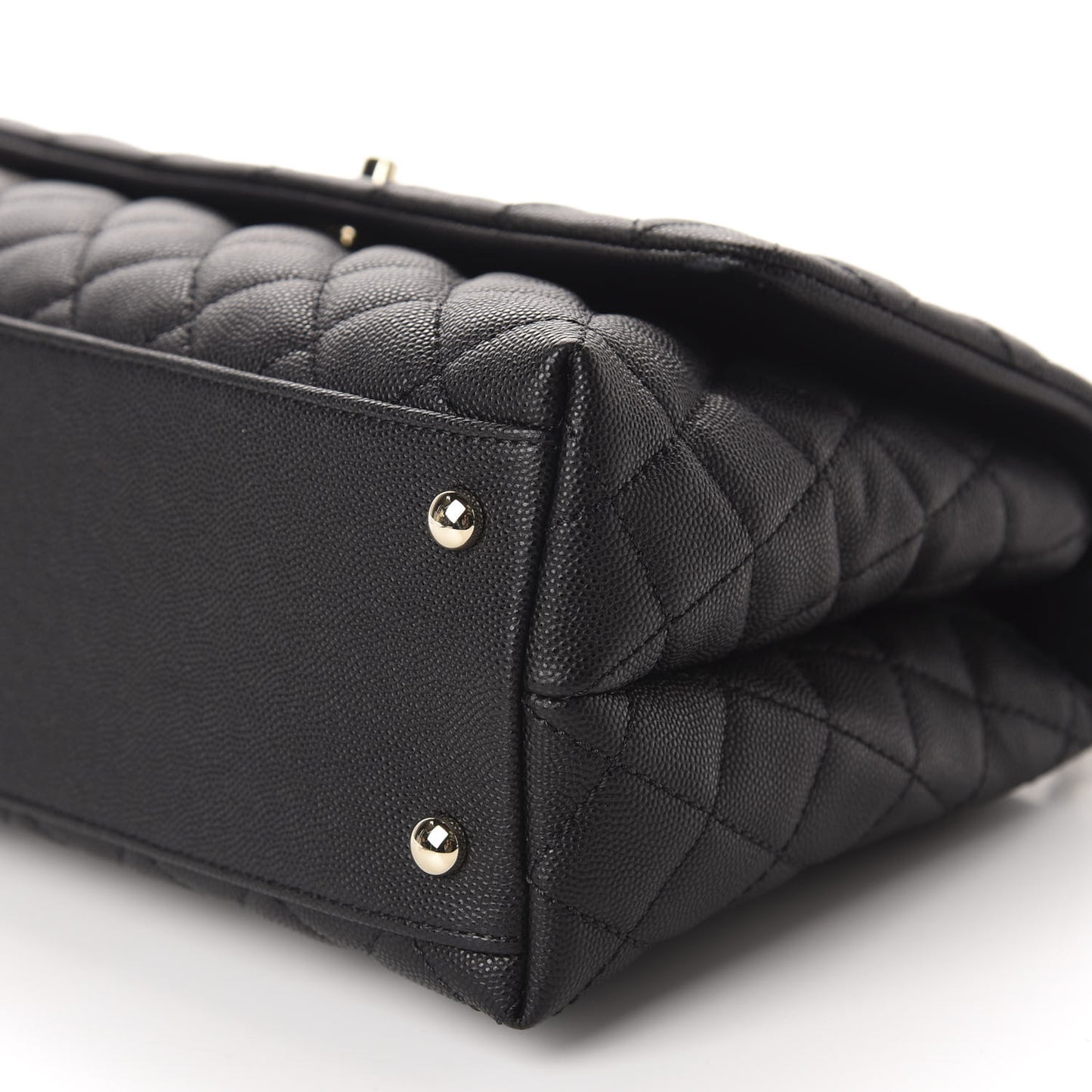 Caviar Quilted Small Coco Handle Flap Black