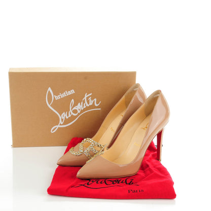 Christian Louboutin Patent Strass Sex 100 Pumps 38.5 Nude Gold 8 of 8