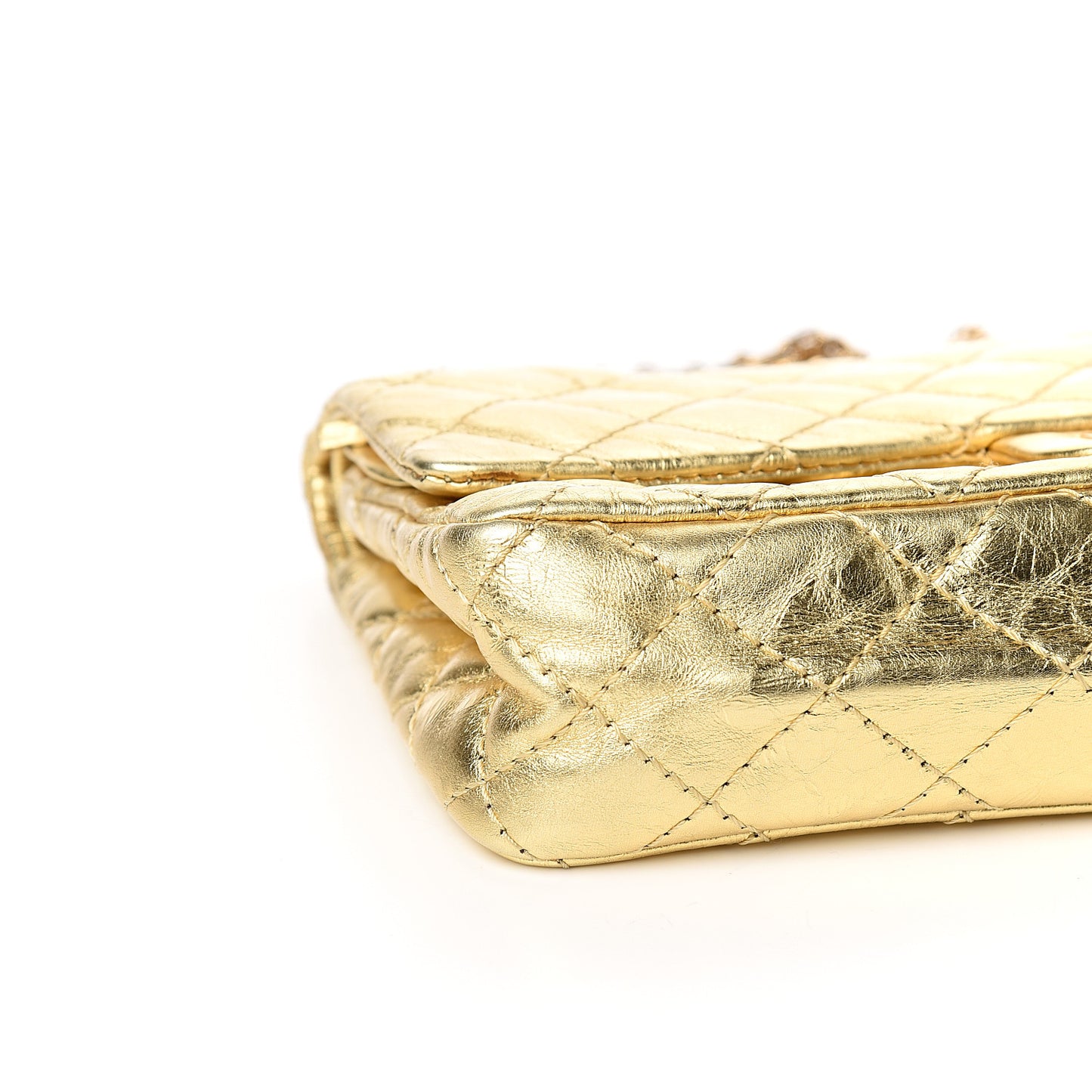 Metallic Aged Calfskin Quilted 2.55 Reissue 225 Flap Gold