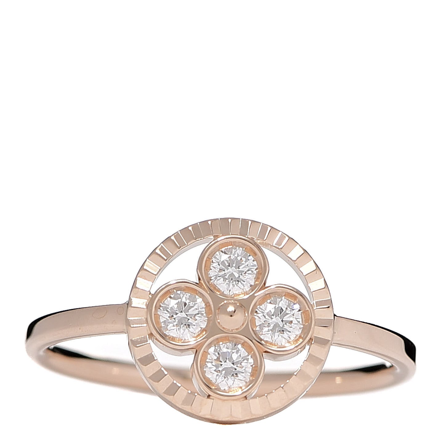 18K Pink Gold Diamond Blossom BB Ring 49 4.75