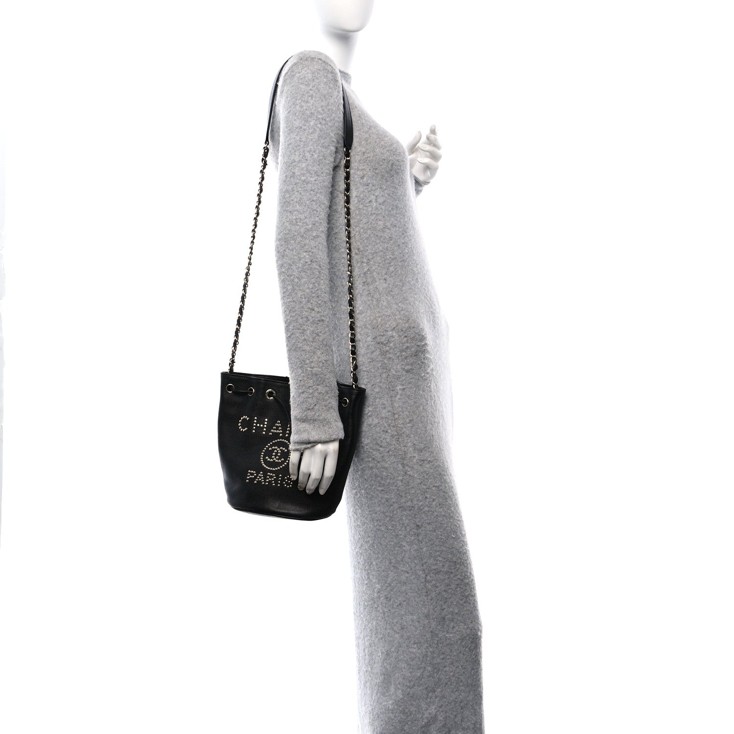 Chanel Caviar Deauville Drawstring Bucket Bag Black 2 of 10