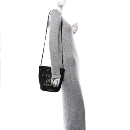 Chanel Caviar Deauville Drawstring Bucket Bag Black 2 of 10