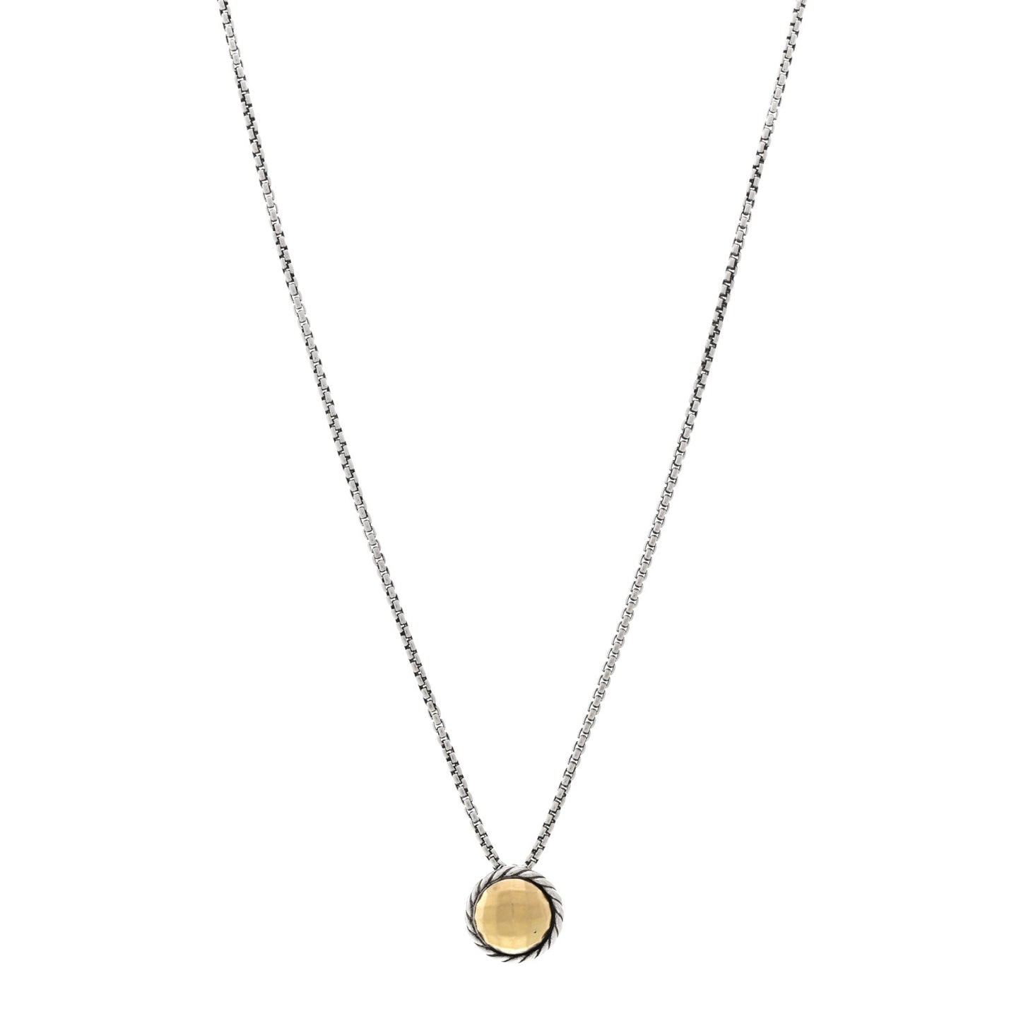 Sterling Silver 18K Yellow Gold 8mm Petite Chatelaine Pendant Necklace