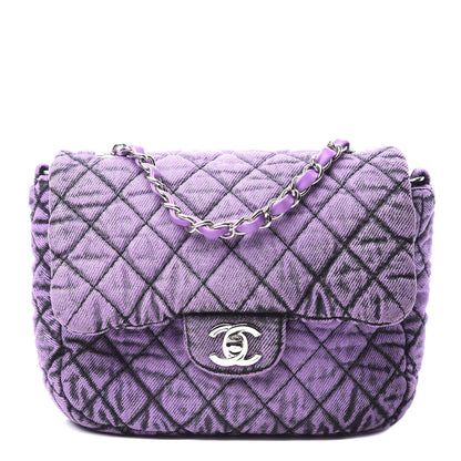 Chanel Washed Denim Quilted Small Denimpression Flap Violet Purple Black 1 of 9