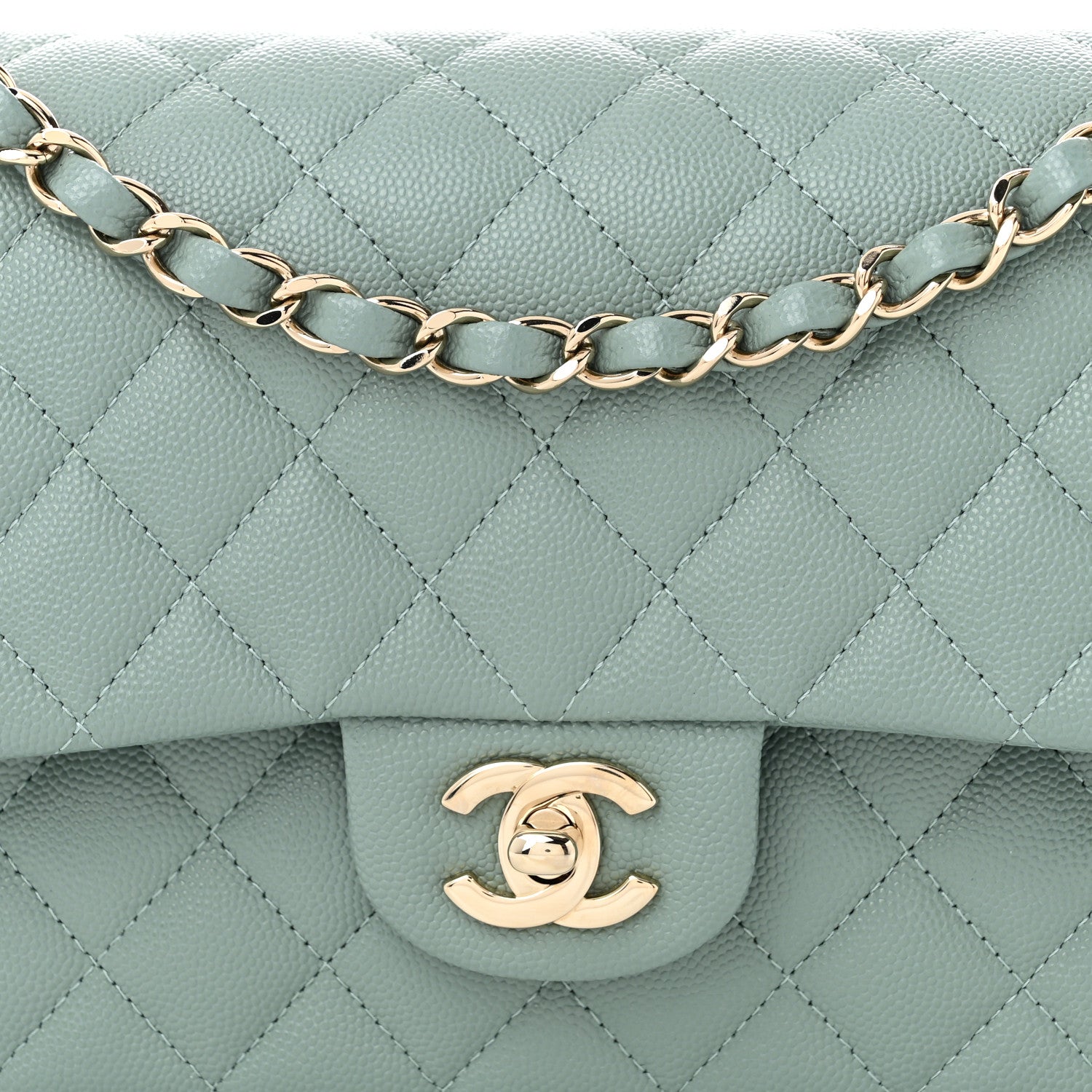 Chanel Caviar Quilted Medium Double Flap Light Blue 8 of 11