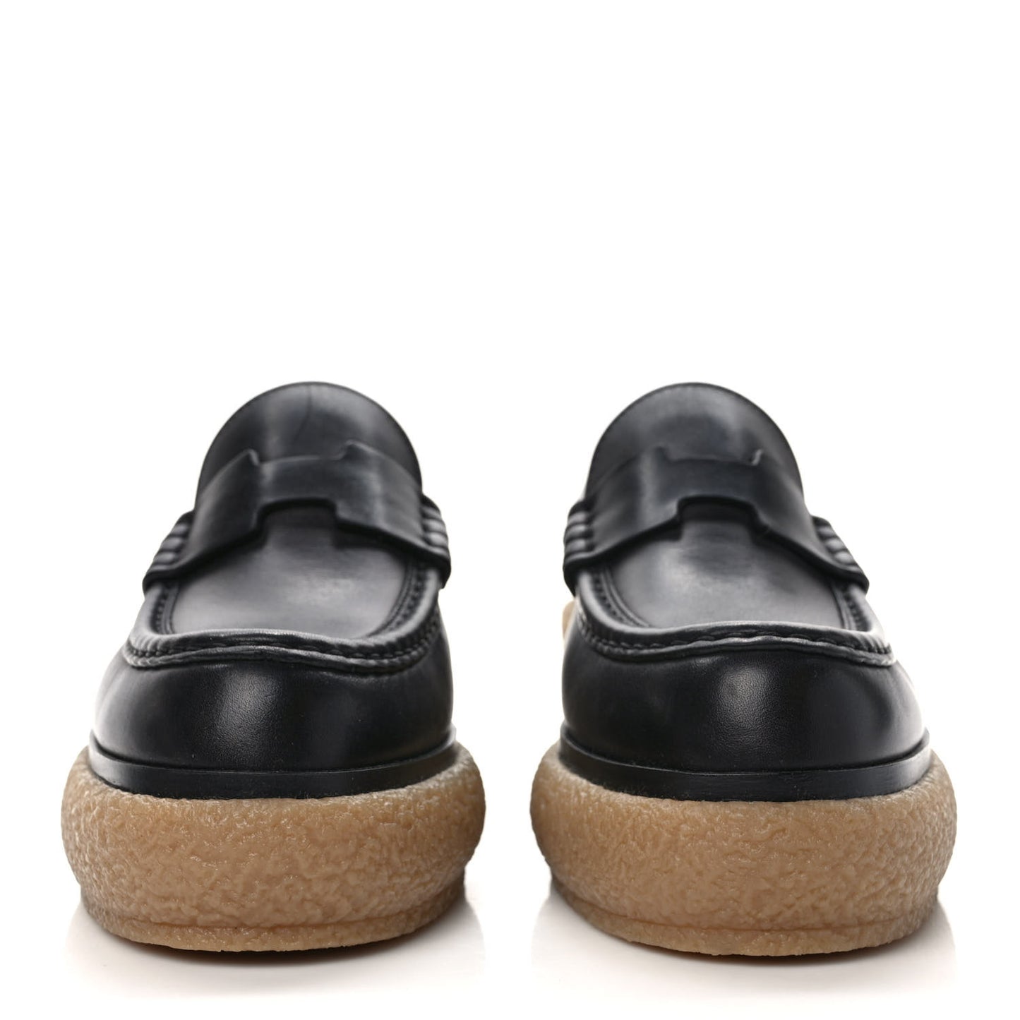 Glazed Calfskin Womens Fanny Loafers 37.5 Black