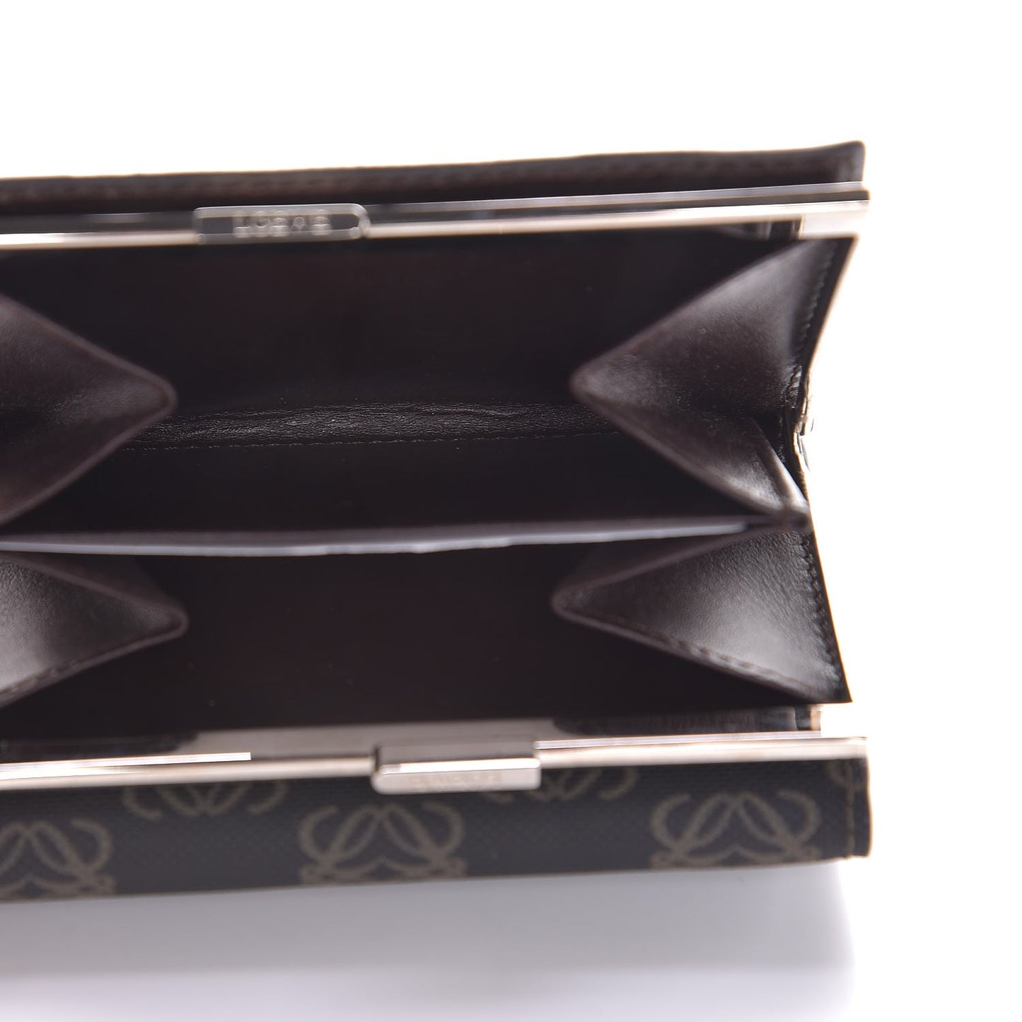 Coated Canvas Cowhide Anagram Logo Trifold Wallet Dark Brown
