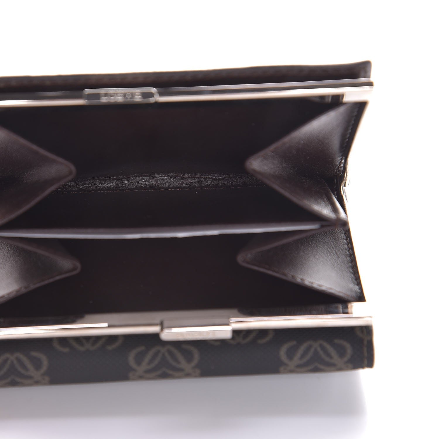 Loewe Coated Canvas Cowhide Anagram Logo Trifold Wallet Dark Brown 6 of 8