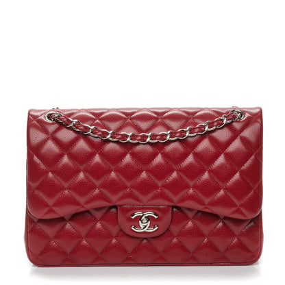 Chanel Caviar Quilted Jumbo Double Flap Red 1 of 7