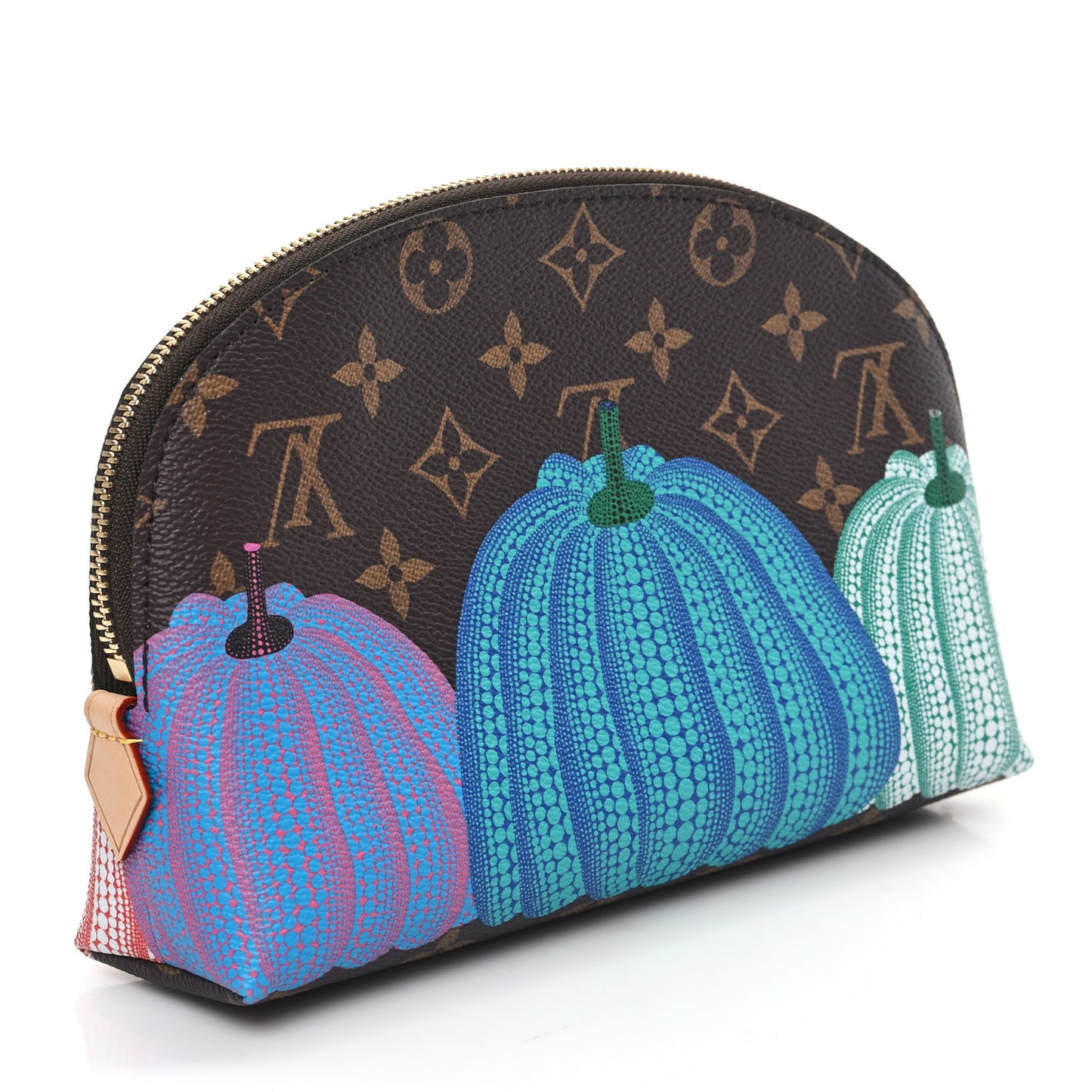 LV X YK Monogram Printed Kusama Pumpkin Cosmetic Pouch