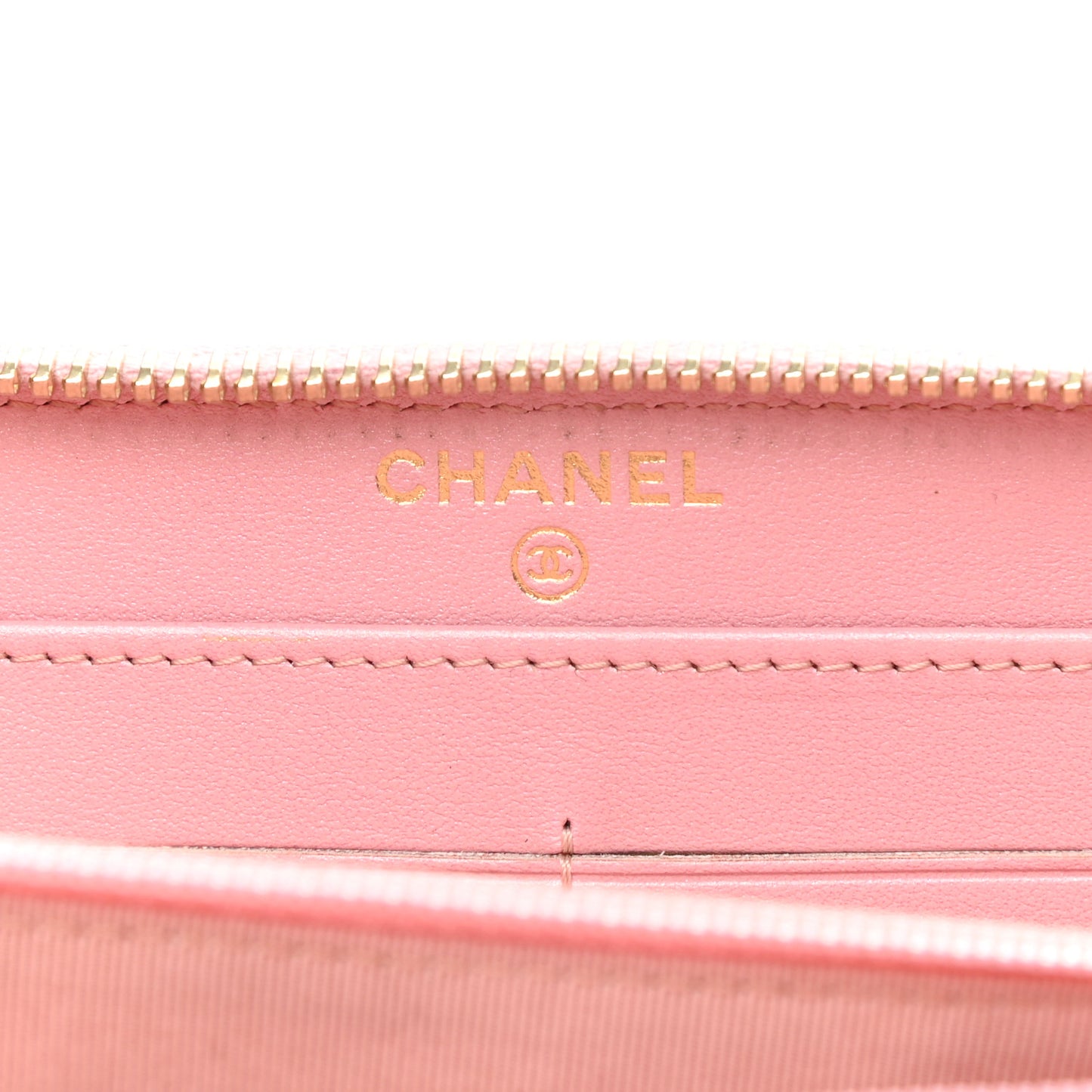 Iridescent Caviar Quilted Large Zip Around Wallet Pink