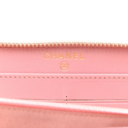 Chanel Iridescent Caviar Quilted Large Zip Around Wallet Pink 6 of 9
