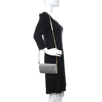 Miu Miu Metallic Nappa Matelasse Wallet On Chain Silver 2 of 10