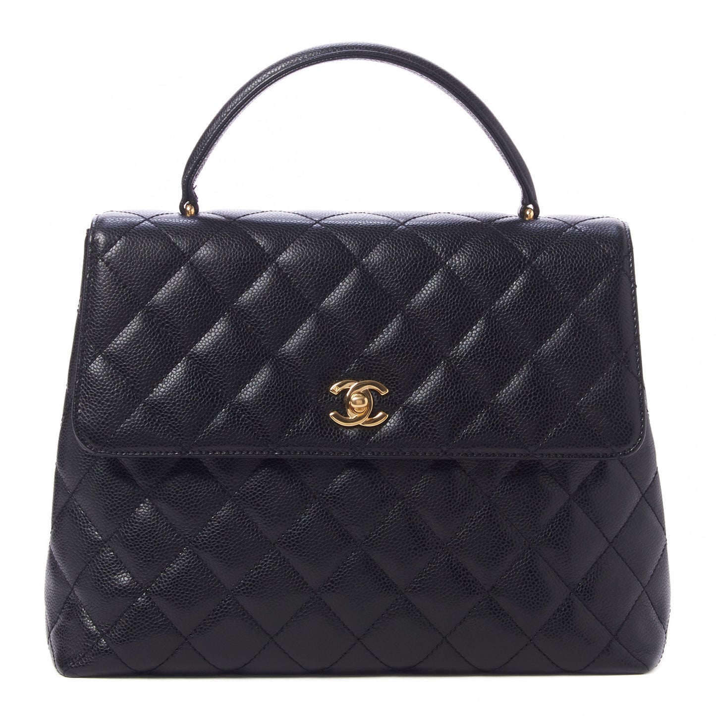 Caviar Quilted Jumbo Kelly Flap Black