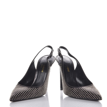 Saint Laurent Calfskin Studded Paris 105 Slingback Pumps 38.5 Black 5 of 12