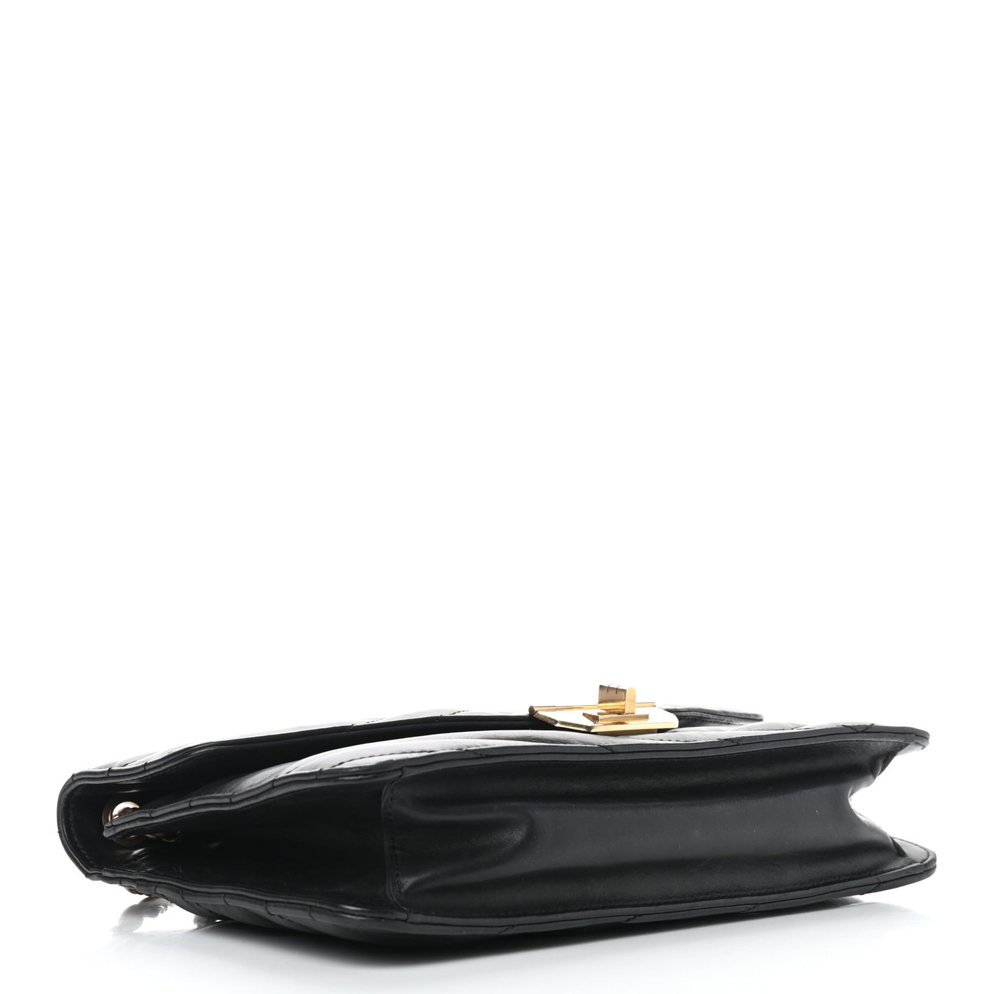 Calfskin Chevron Quilted Gabrielle Flap Black
