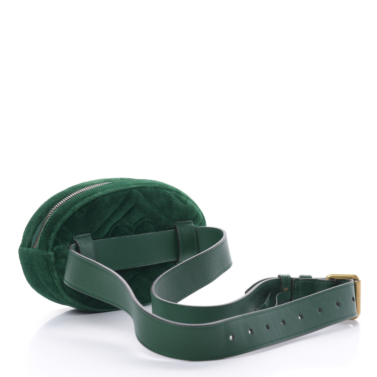 Gucci Velvet Matelasse GG Marmont Belt Bag 95 38 Green 3 of 12