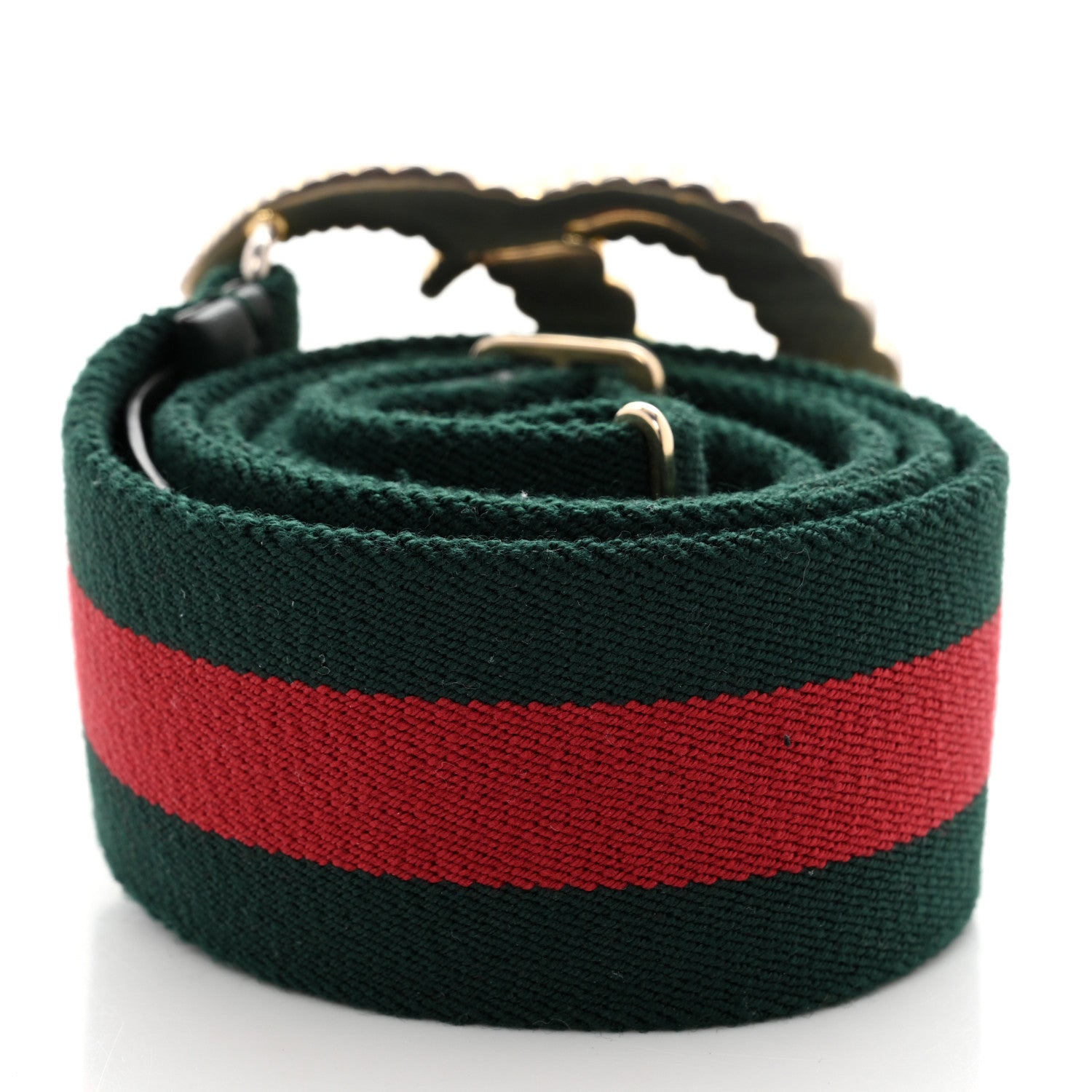 Gucci Canvas Torchon Double G Web Belt 85 34 Verde 2 of 5