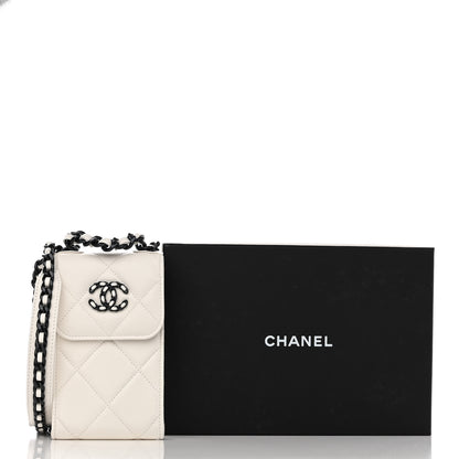 Chanel Lambskin Quilted Chanel 19 Phone Holder With Chain White 12 of 12