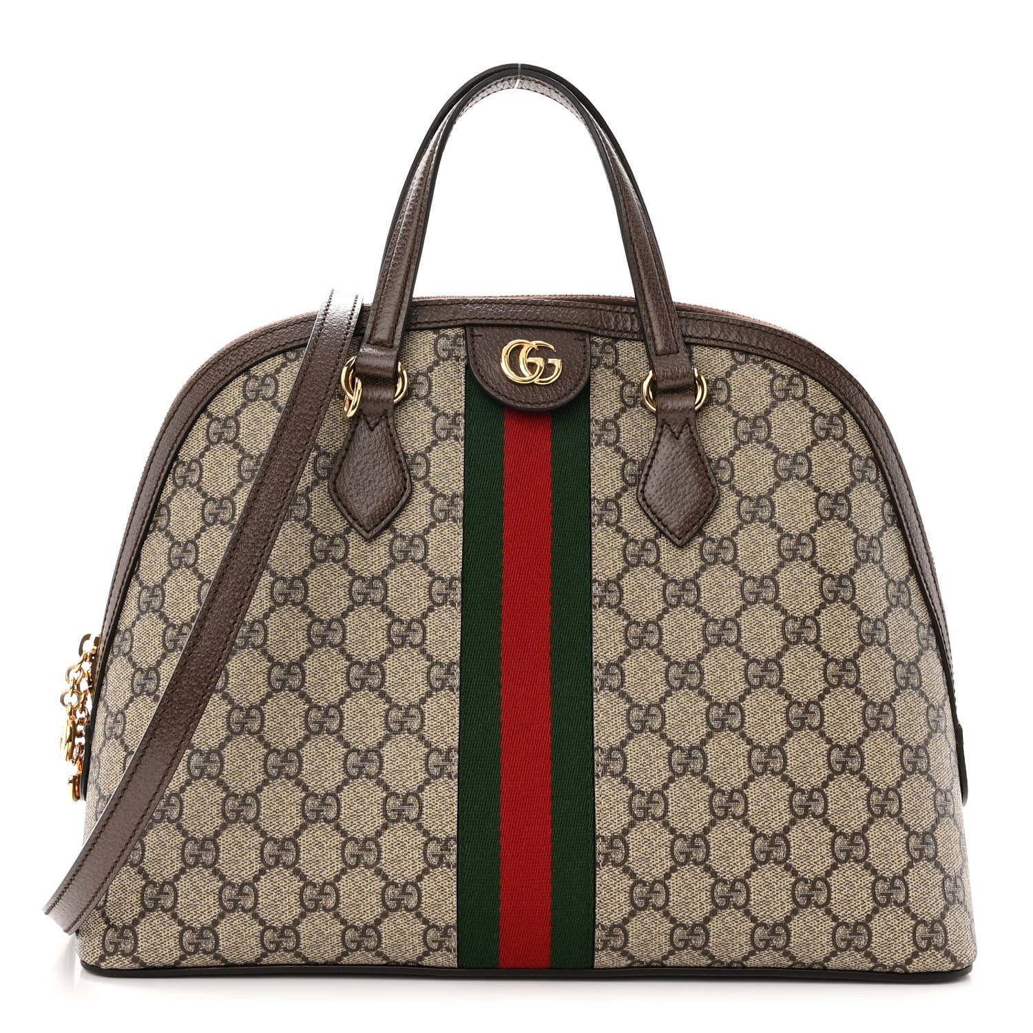 Gucci GG Supreme Monogram Web Medium Ophidia Top Handle Dome Bag Brown 1 of 12