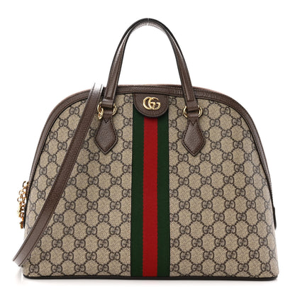 Gucci GG Supreme Monogram Web Medium Ophidia Top Handle Dome Bag Brown 1 of 12