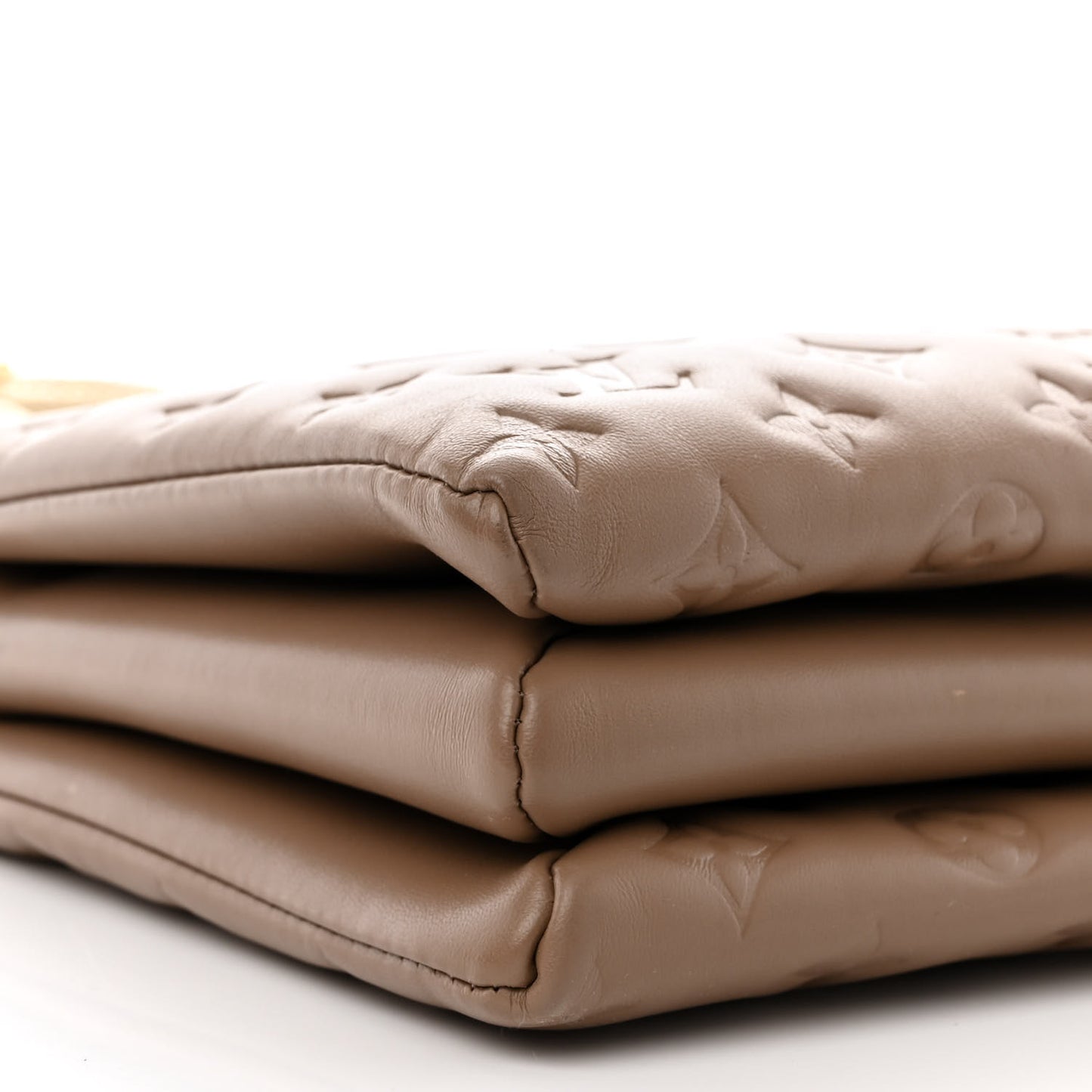 Lambskin Embossed Monogram Coussin MM Taupe