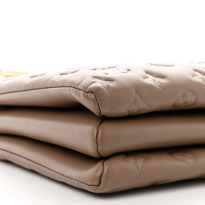 Louis Vuitton Lambskin Embossed Monogram Coussin MM Taupe 10 of 11