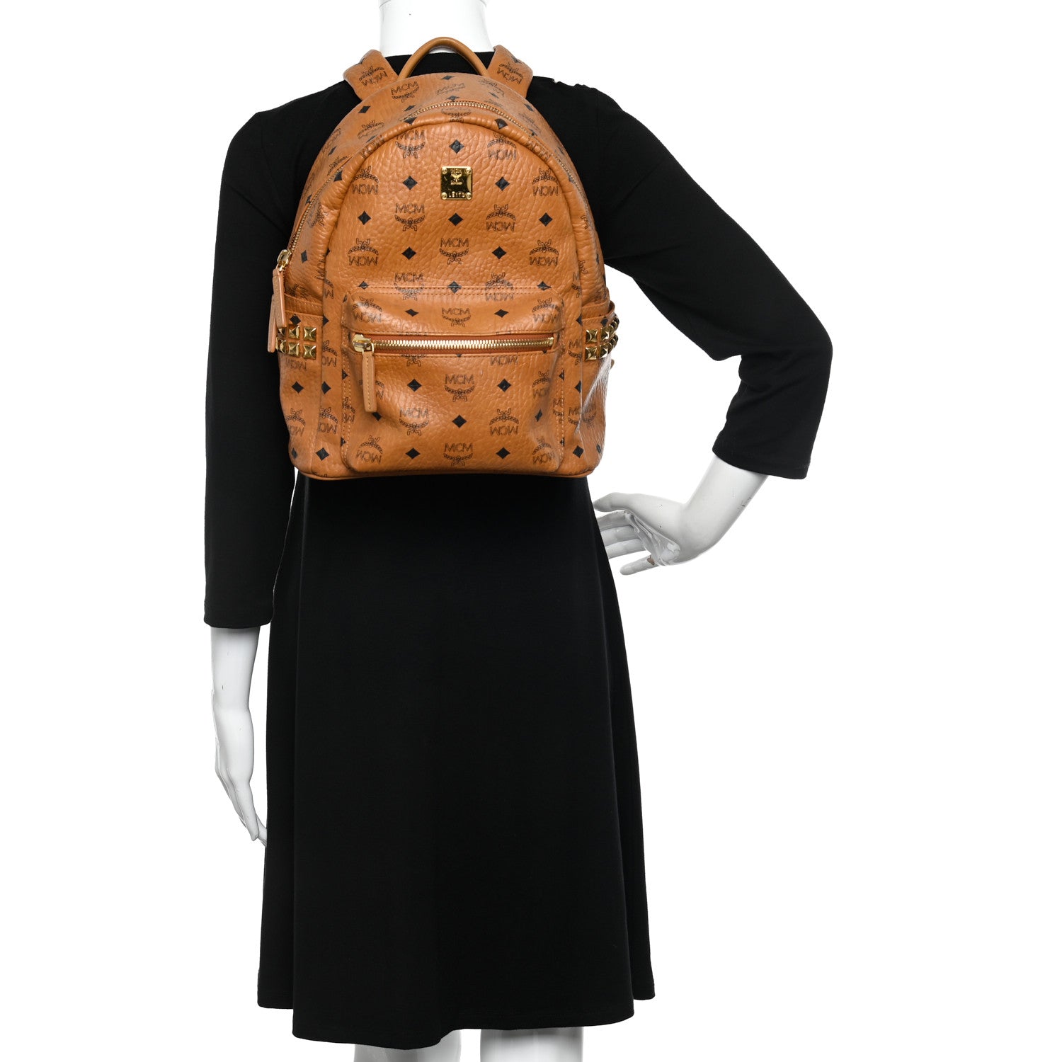 MCM Visetos Small Side Stud Stark Backpack Cognac 2 of 11