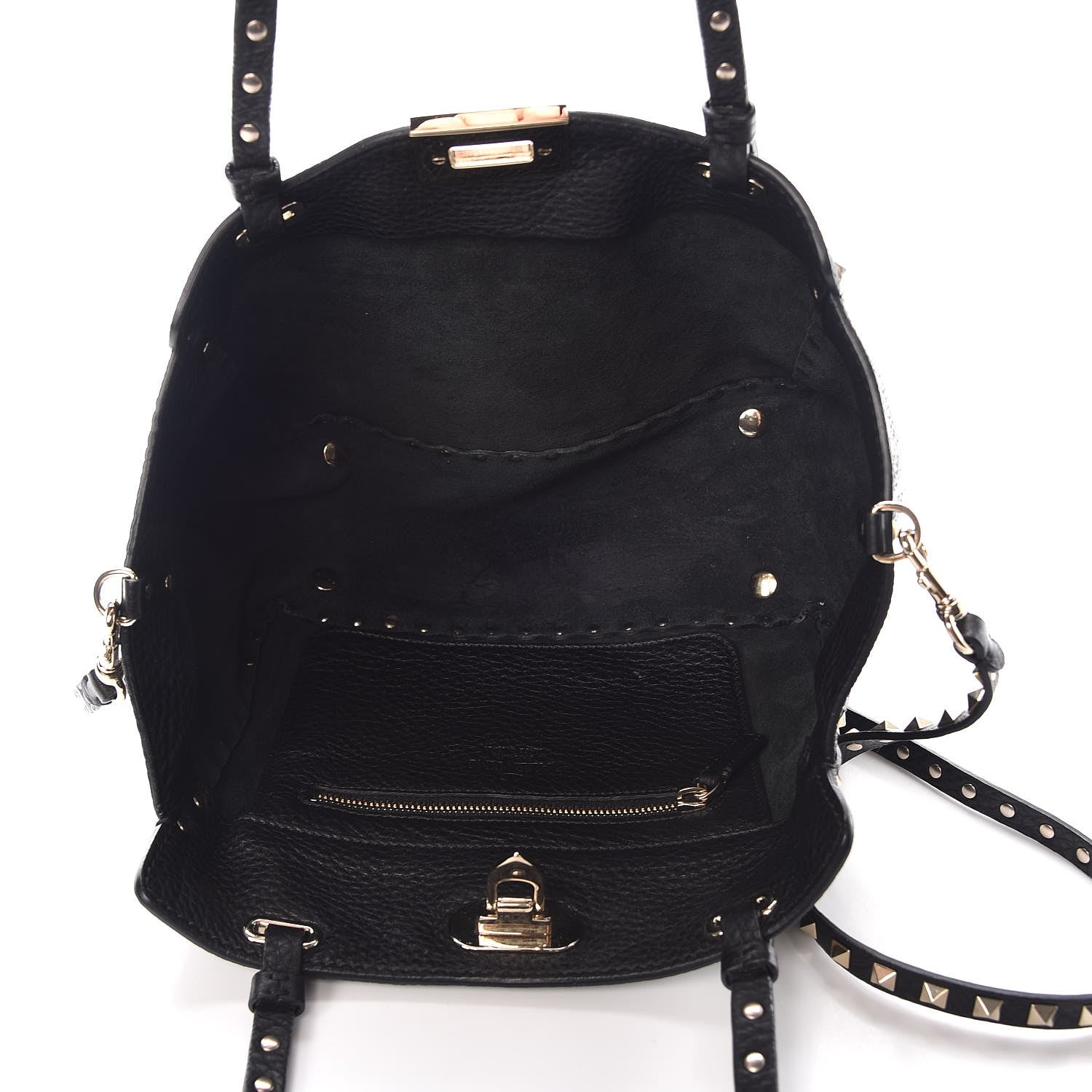 Valentino Garavani Grained Calfskin Small Rockstud Tote Black 6 of 8