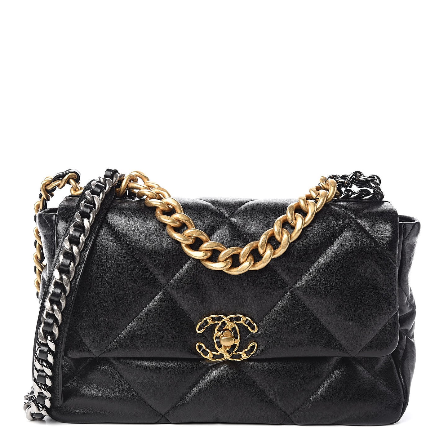 Lambskin Quilted Large 19 Flap Black