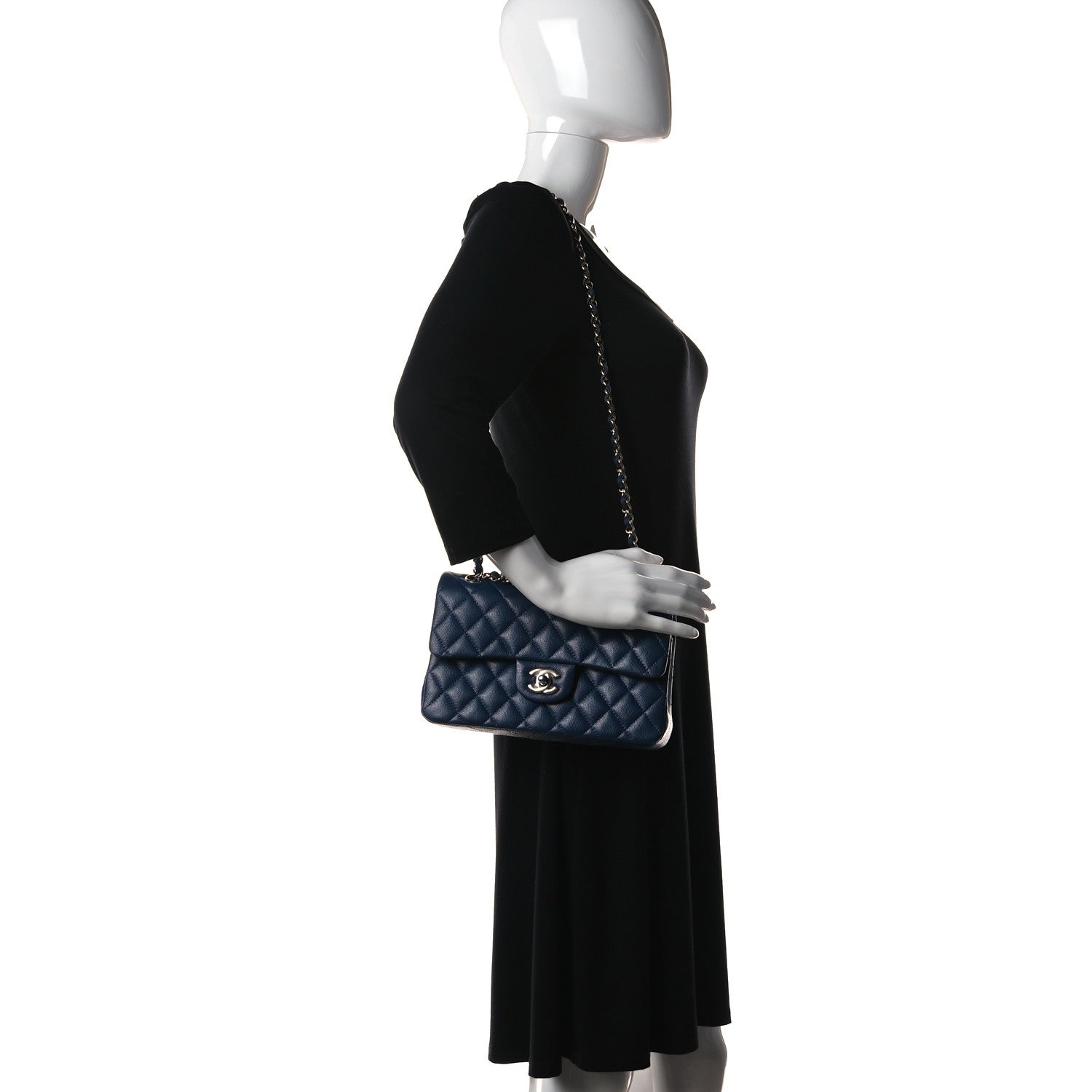 Chanel Caviar Quilted Small Double Flap Blue 3 of 13