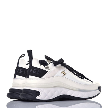 Chanel Velvet Calfskin Mixed Fibers CC Sneakers 40.5 Ivory Black 4 of 8