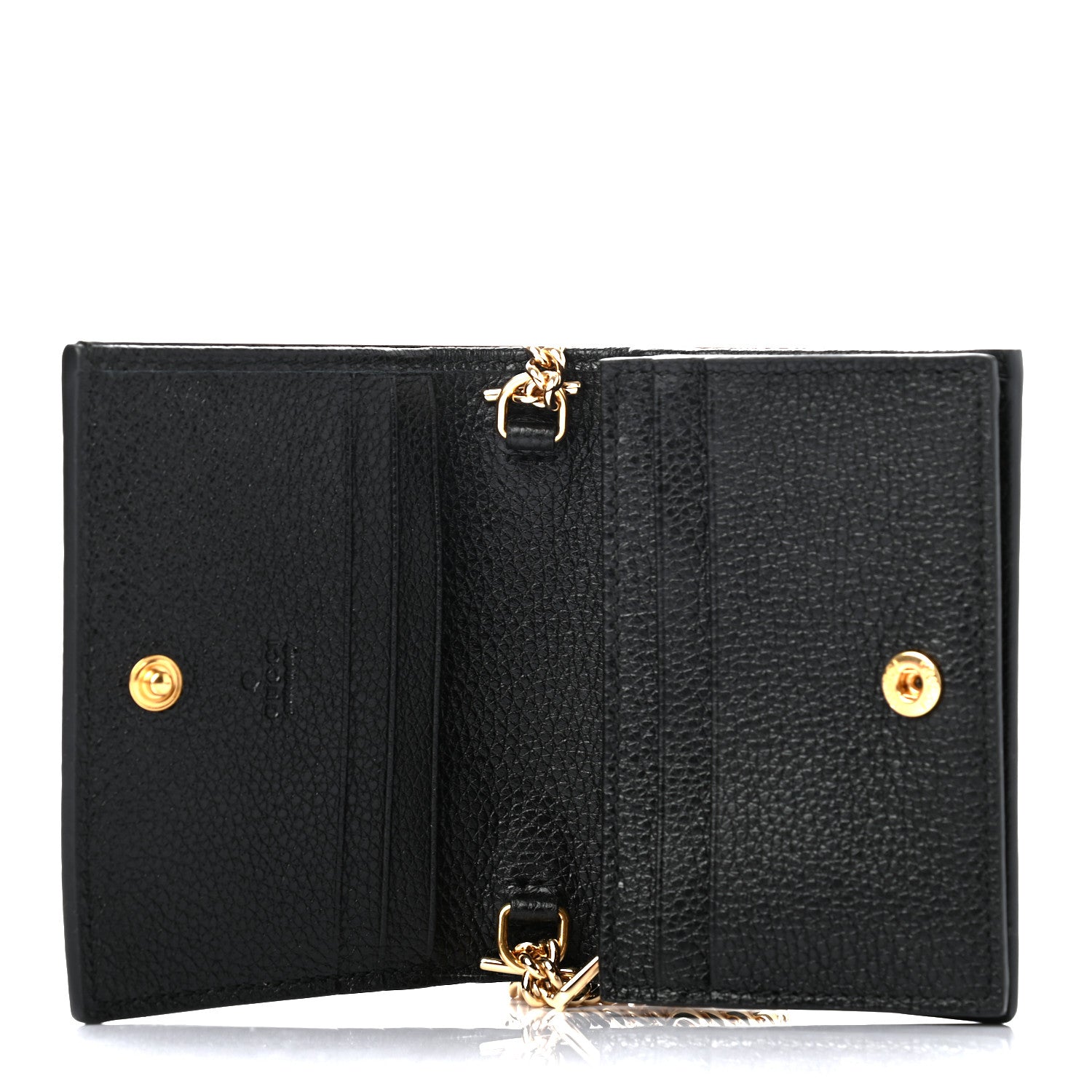 Gucci Grainy Calfskin Zumi Chain Card Case Wallet Black 5 of 7