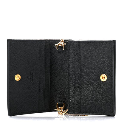Gucci Grainy Calfskin Zumi Chain Card Case Wallet Black 5 of 7