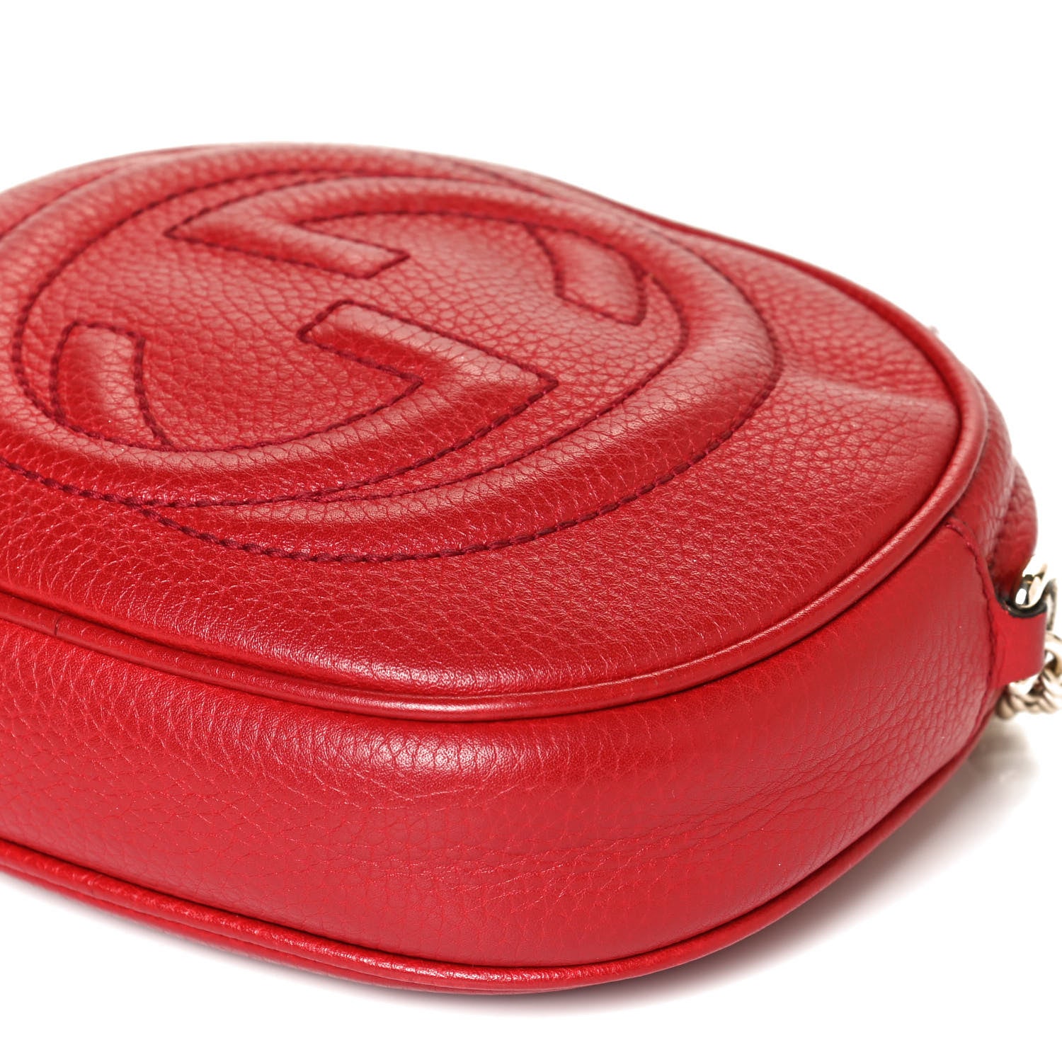 Gucci Pebbled Calfskin Mini Soho Chain Bag Tabasco Red 12 of 14