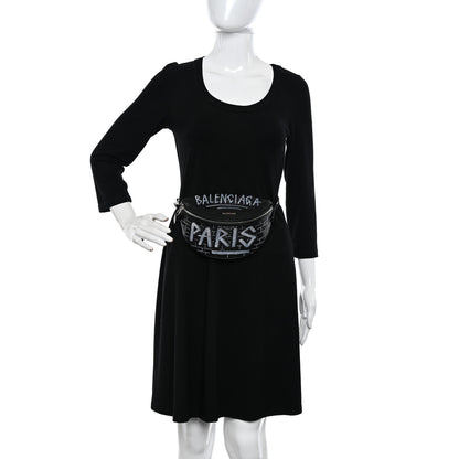 Balenciaga Agneau Arena Graffiti All Over XXS Souvenir Belt Bag Black White 2 of 12