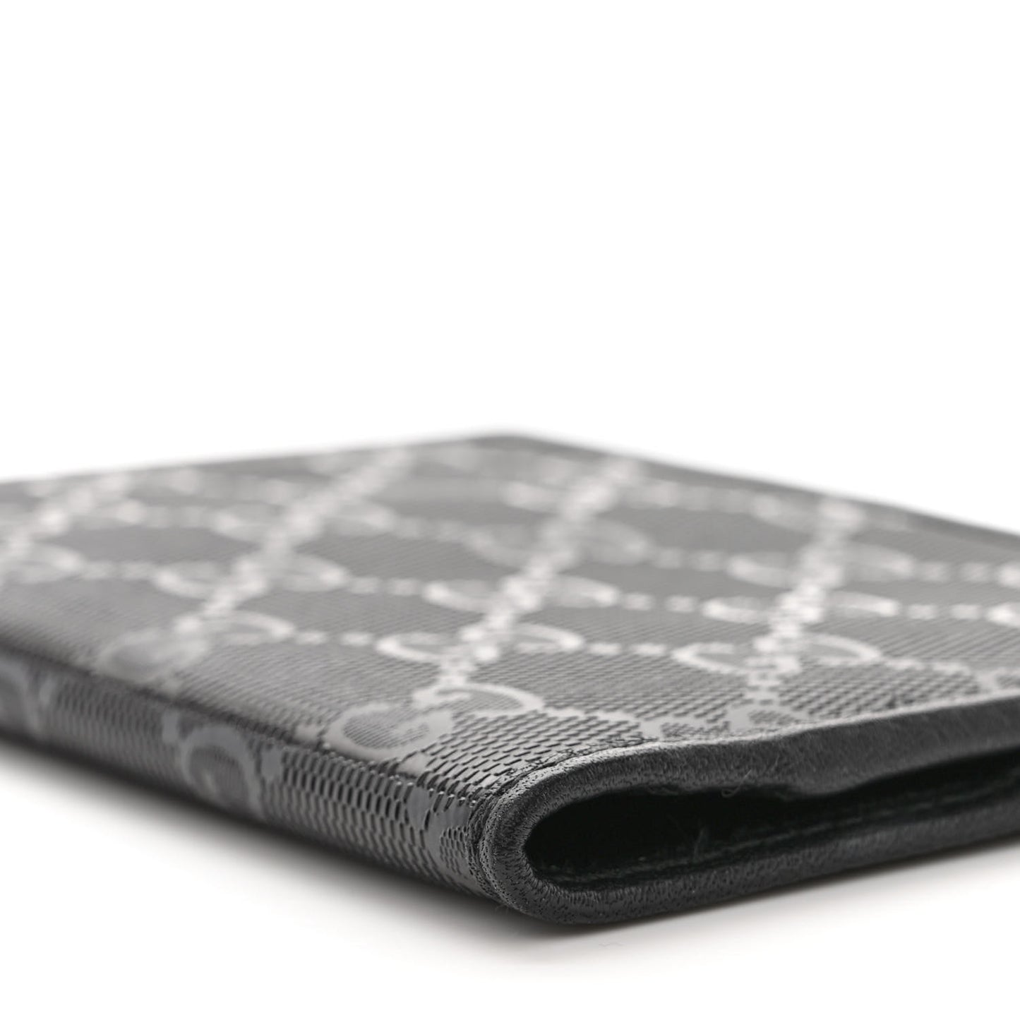 GG Crystal Monogram Passport Holder Black