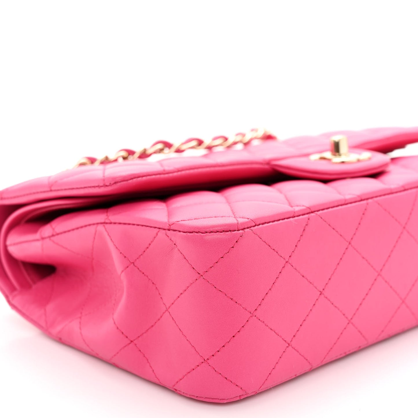 Lambskin Quilted Medium Double Flap Fuchsia