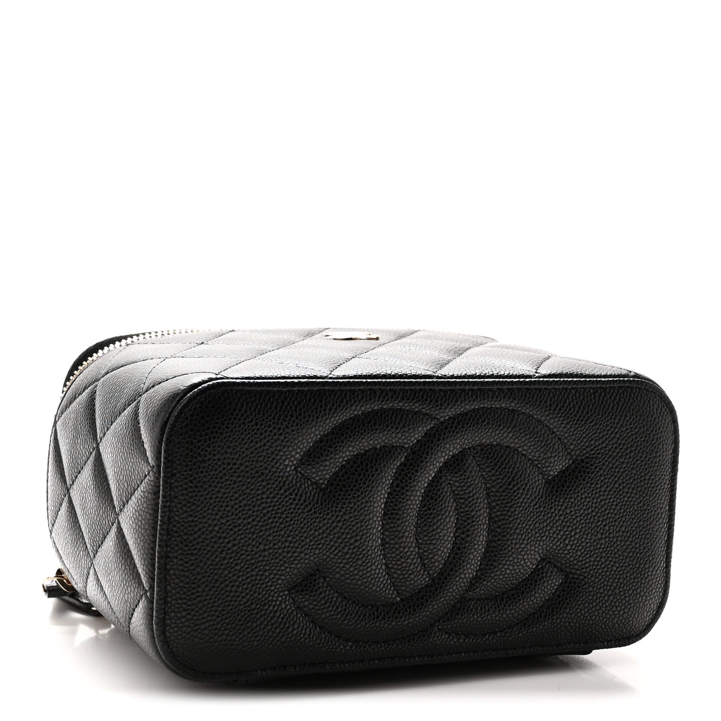 Caviar Quilted Small Vanity Case With Chain Black Black