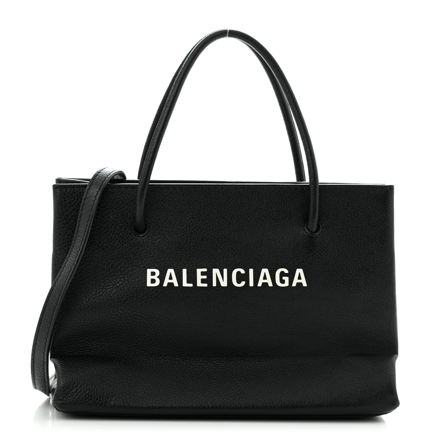 Calfskin Logo Shopping S Tote Black White