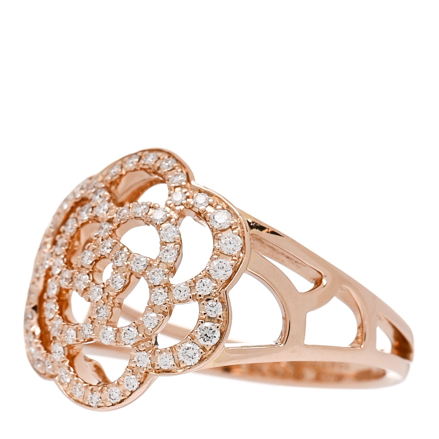 18K Rose Gold Diamond Camellia Ring 58 8.5
